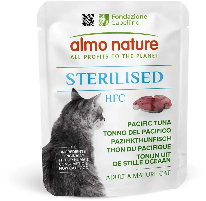 Preferatul clienților ALMO NATURE HOLISTIC Plic pentru pisici sterilizate, cu Ton din Pacific 50g