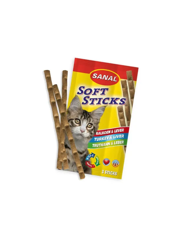 Baton pentru Pisici Sanal Sticks Turkey and Liver, 3 x 15 g Noutate