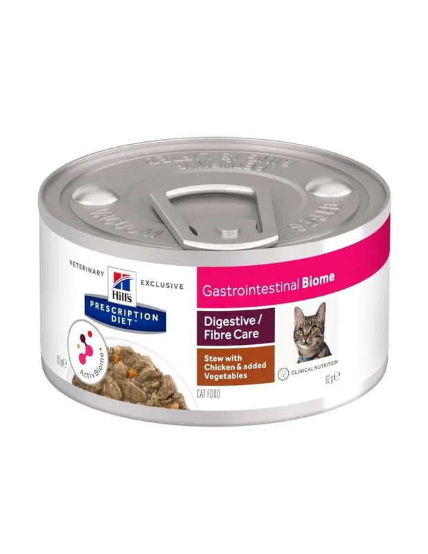 Cel mai vândut Hill‘s PD Feline GI Biome Chicken & Vegetables Stew 6x82 g