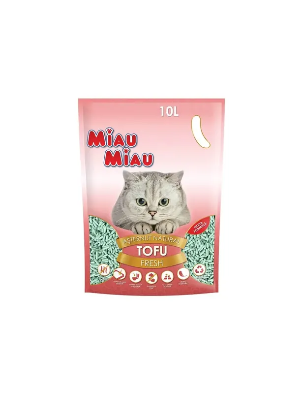 Calitate înaltă Asternut pentru Pisici Miau Miau Tofu Fresh, 4 x 10 L