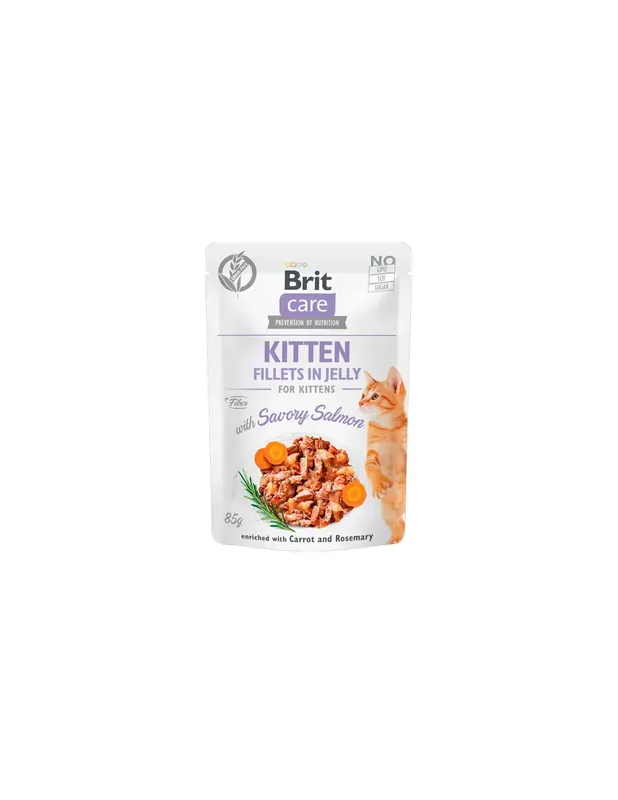 Brit Care Cat Kitten Fillets in Jelly with Savory Salmon 24 x 85 g Preferatul clienților