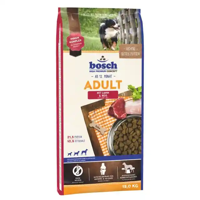Ofertă limitată Hrana uscata pentru caini, Bosch Adult Miel si Orez, 15kg