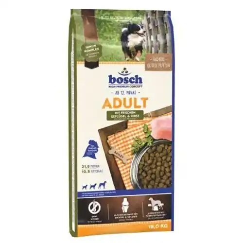 Hrana uscata pentru caini, Bosch Adult Pasare Si Mei, 15Kg Ieftin