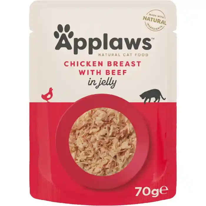Livrare rapidă Hrana umeda pisici, Applaws Pui si Vita in Jelly, 70G