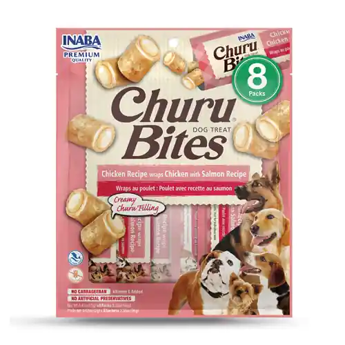 Recompense pentru caini, Inaba Churu Bites cu Pui si Somon, 12g x 8 Livrare expres