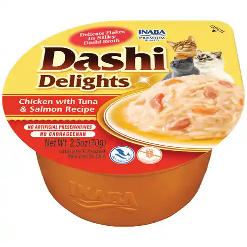 Vezi acum Hrana umeda pisici, Inaba Dashi Delights Chicken with Tuna & Salmon Recipe, 70 G
