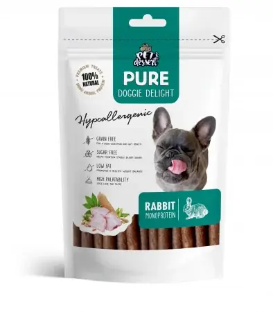 Recompense caini, Pet‘s Desert Dog Rabbit Monoprotein Hypoallergenic, 80G Reducere