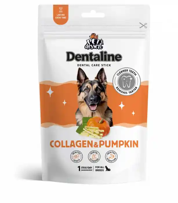Recompense caini, Pet‘s Desert Dog Dentaline Sticks Colagen si Dovleac, 100 g Retur gratuit