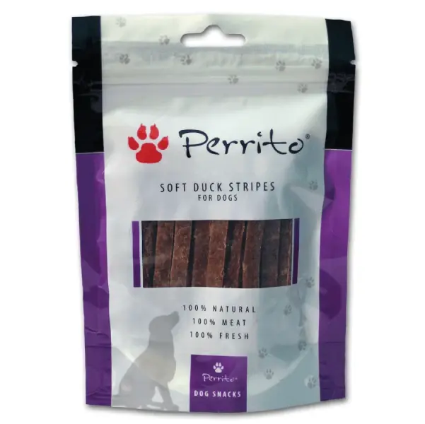 Recompensa caini Perrito Dog Soft Duck Stripes 100g Preț redus