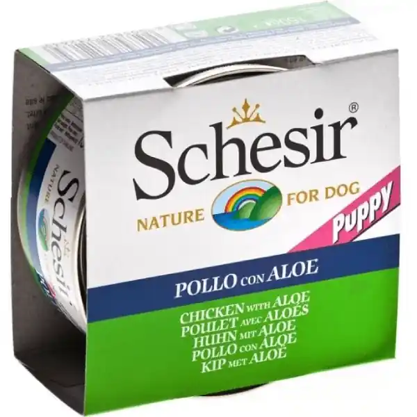 Preț redus Hrana umeda pentru caini Schesir Puppy cu pui si aloe 150g