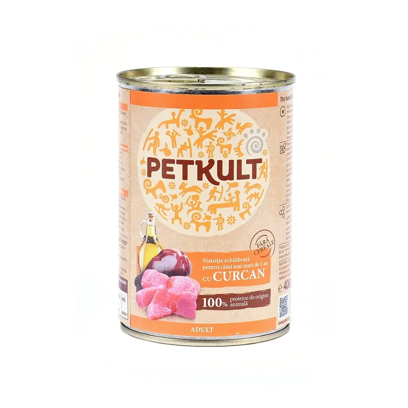 Cumpără online Hrana umeda pentru caini Petkult Adult cu curcan 400 g