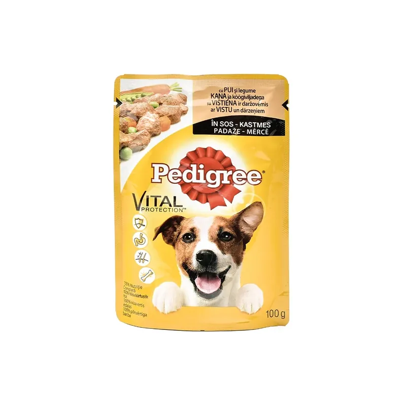 Hrana umeda pentru caini Pedigree Adult Pui si Legume 100 g Noutate