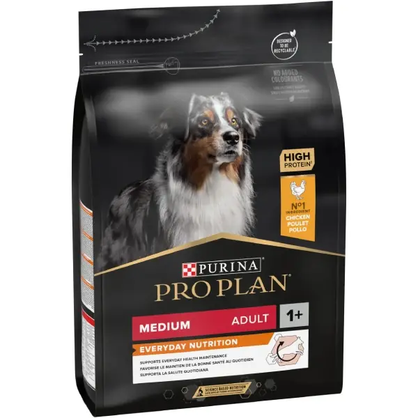 Bestseller PRO PLAN® EVERYDAY NUTRITION Adult, bogat în pui, talie medie, hrană uscată pentru câini, 3kg