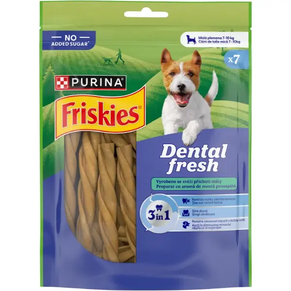Recompense pentru caini PURINA® FRISKIES® DENTAL FRESH Talie Mica 110g Disponibil imediat