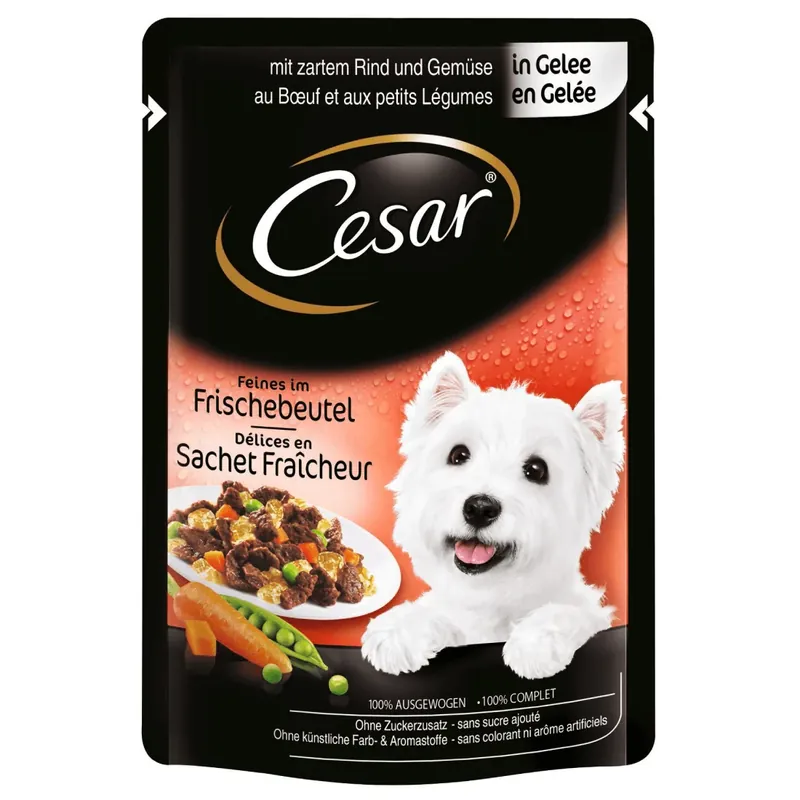 Preferatul clienților Hrana umeda pentru caini Cesar Plic Vita si Legume in Aspic 24x100gr