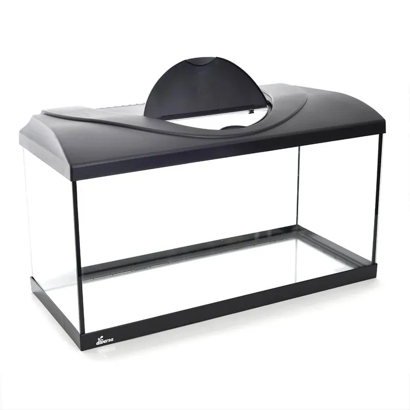 Acvariu din sticla Diversa LED 80 Negru 80x35x40cm Reducere specială