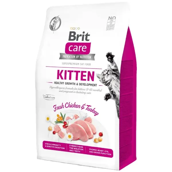 Plată sigură Hrana uscata pentru pisici Brit Care Cat Grain Free Kitten Healty Growth&Develop 400g