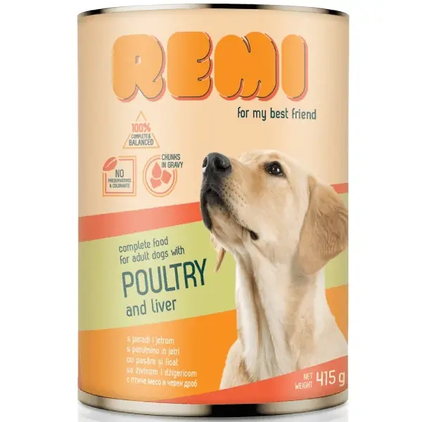 Hrana umeda pentru caini Remi Dog Pasare&Ficat 415g Cumpărături sigure