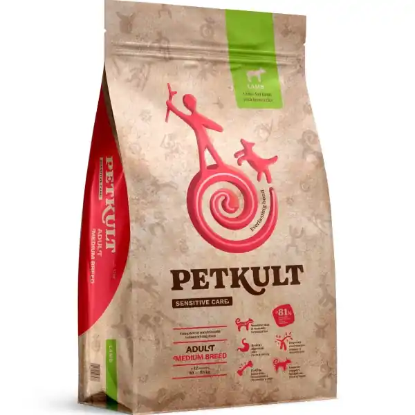 Hrana uscata pentru caini Petkult Sensitive Adult Talie Medie Miel si orez 3kg Retur gratuit