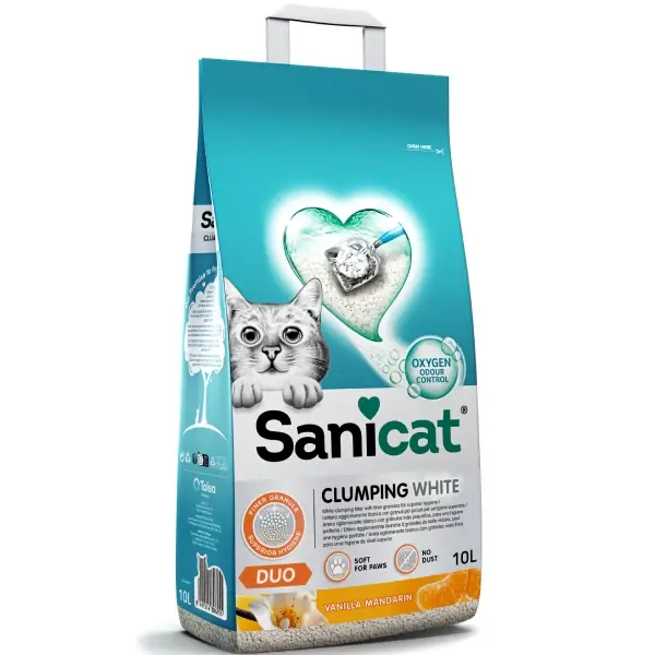 Retur ușor Nisip pentru litiera Sanicat Clumping White Duo 10L