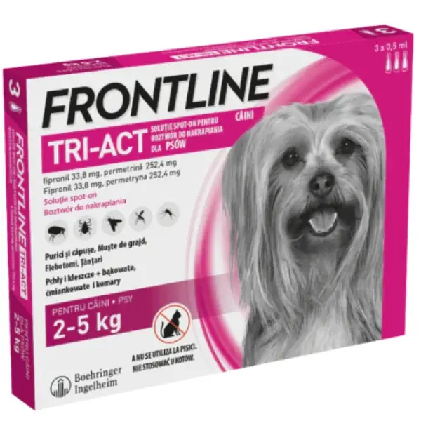 Mai ieftin Pipeta antiparazitara pentru caini Frontline TRI-ACT XS 2-5kg 3 Pipete