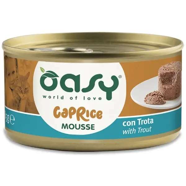 Reducere de preț Hrana umeda pentru pisici Oasy Caprice Mousse Pastrav 85g