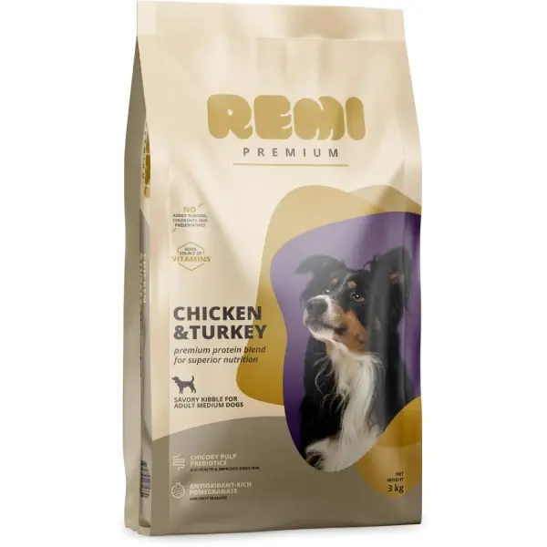 Hrana uscata pentru caini Remi Premium Medium Pui si Curcan 3kg Retur gratuit