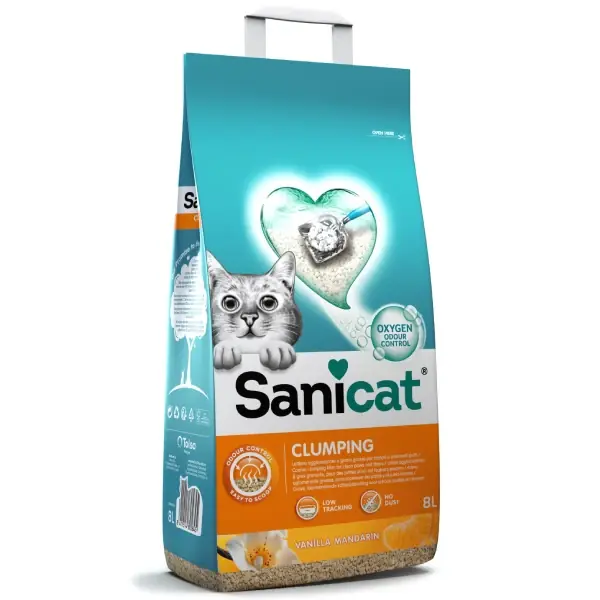 Nisip pentru litiera Sanicat Clumping Vanilie&Mandarina 8L Bestseller