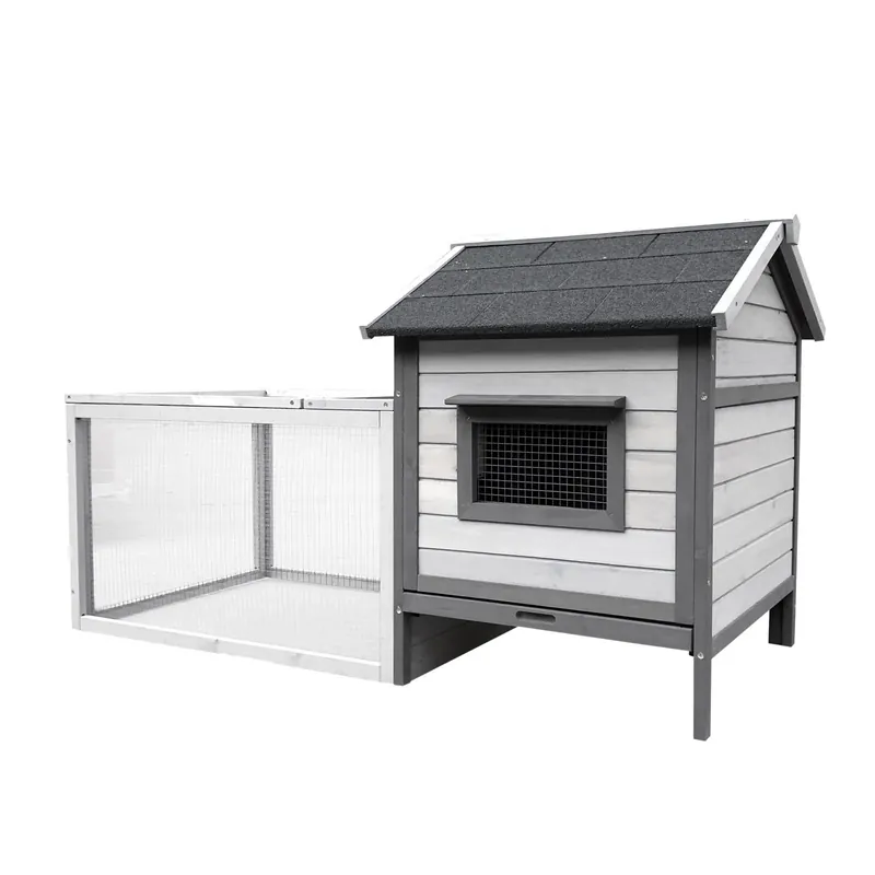 Cabana pentru iepuri gri deschis 146x75x83cm, din lemn Ofertă specială