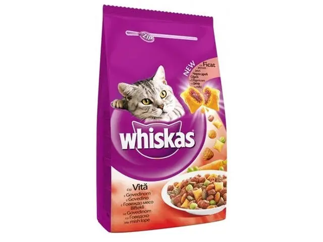 Livrare expres Hrana uscata pentru pisici Whiskas adult cu vita si ficat 300 g