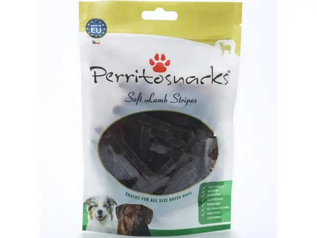 Recompensa pentru caini Perrito Dog Soft Lamb Stripes 100g Preferatul clienților
