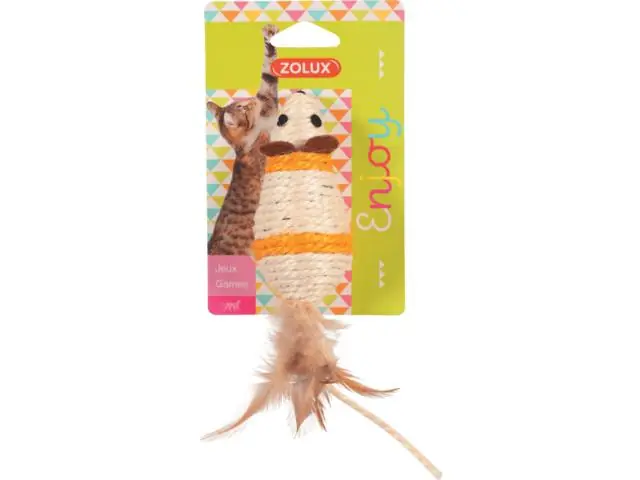 Jucarie pentru pisici model Soarece Sisal cu Pene 50 x 45 x 200 mm Premium