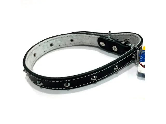 Preferatul clienților Zgarda din piele cu tinte Enjoy L Negru 18x470mm