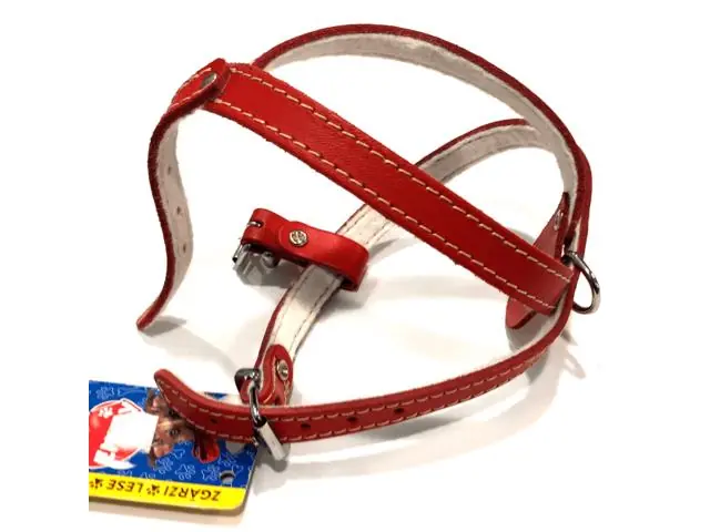 Ham reglabil din piele pentru caini Enjoy Nr. 1 Rosu 330-360-420-15mm Noutate