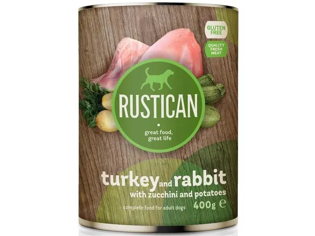 Cumpără online Hrana umeda pentru caini Rustican Curcan-Iepure 400g