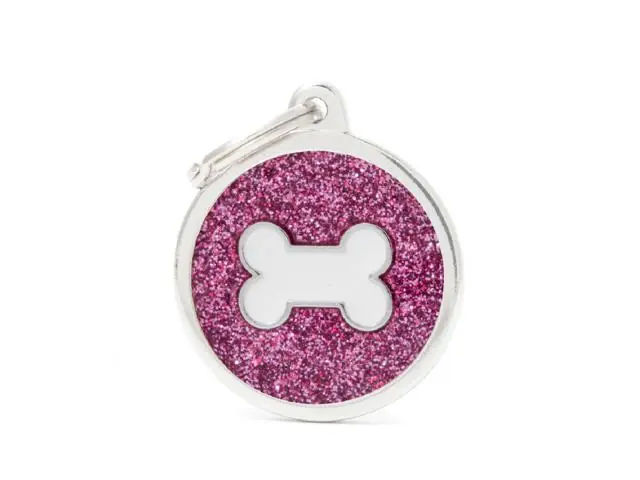 Retur ușor Medalion tag MyFamily Rotund L Glitter Os alb 72331