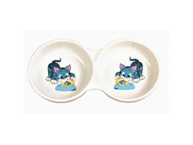 Ieftin Castron dublu din ceramica pentru pisici Trixie Cat 2 X 0.15 L