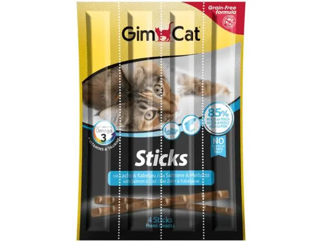 Batoane pentru pisici Gimcat Sticks Somon & Cod 4buc 20g Promoție