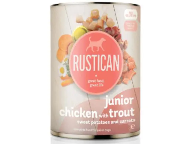 Hrana umeda pentru catei Rustican Junior Pui/Pastrav 800g Popular