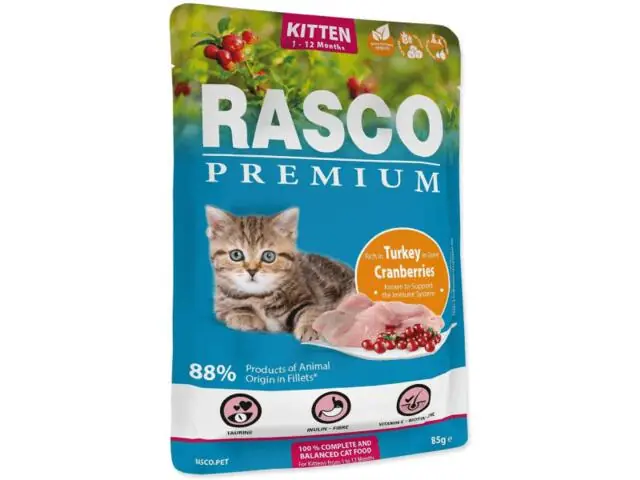 Hrana umeda pentru pisici Rasco Kitten Curcan&Merisoare 85g Preț mic