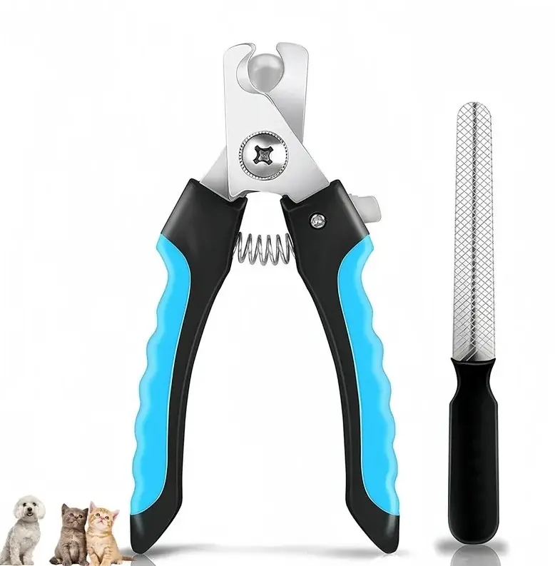 Set cleste de unghii si pila pentru caini si pisici, Zola, maner antiderapant si ergonomic, otel inoxidabil, negru/albastru Reducere