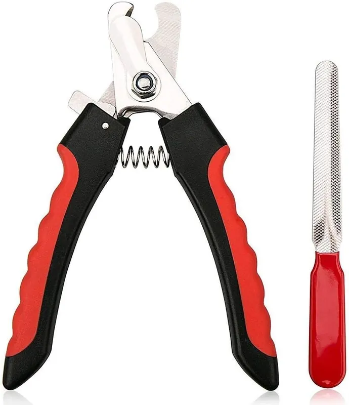 Cleste de unghii pentru pisici, Zola®, cu pila inclusa, maner antiderapant si ergonomic, 2 cm, negru/rosu Ofertă limitată