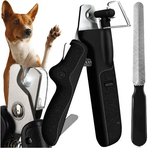Set cleste si pila de unghii pentru animale, Zola®, cu LED, maner antiderapant si ergonomic, buton ON/OFF, 15 x 2.5 x 5.5 cm Ofertă specială