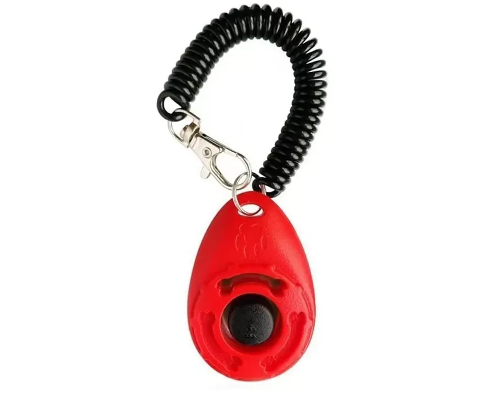 Clicker pentru dresaj de caini, Zola®, cu curea pentru incheietura mainii, educatie pozitiva, plastic, rosu Mai ieftin