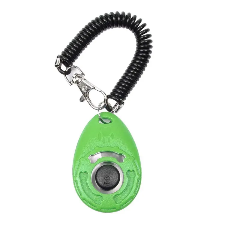 Clicker pentru dresaj de caini, Zola®, cu curea pentru incheietura mainii, educatie pozitiva, plastic, verde Retur gratuit