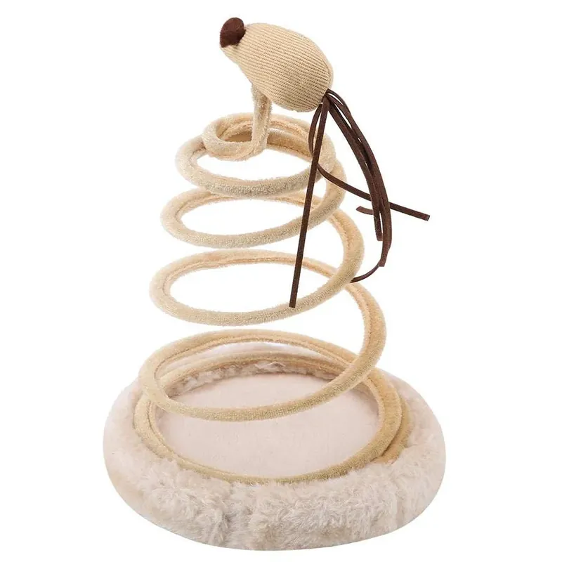 Jucarie pentru pisici, Zola®, cu arc si soricel, 15x23 cm, crem Preferatul clienților