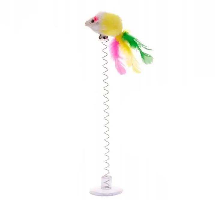 Preferatul clienților Jucarie pentru pisici, Zola®, cu arc, ventuza si soricel, multicolor, 20x3.5 cm