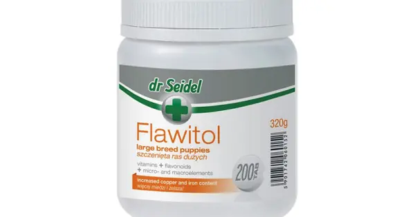Complex de vitamine, flavonoizi, microelemente si macroelemente, Flawitol Puppy Large Breed, Dr. Seidel, 200 Tablete Disponibil imediat