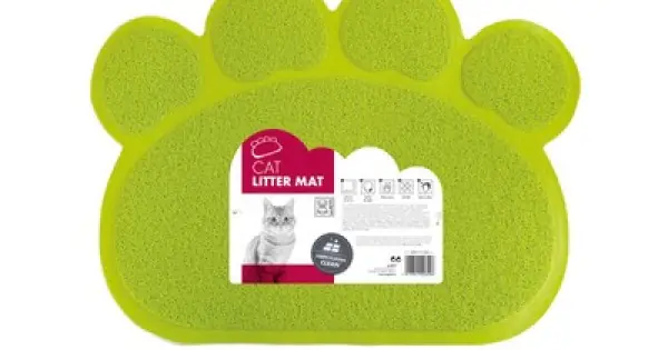 Reducere Covoras pentru litiera pentru pisici, forma labuta, M-PETS, verde, 60x45 cm