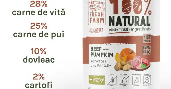 Fresh Farm Coarse pate with beef, pumpkin, potatoes and parsley 400 gr Expediere rapidă